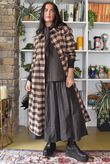 Nora Brushed Cotton Gingham Frock Coat Coffee Bean